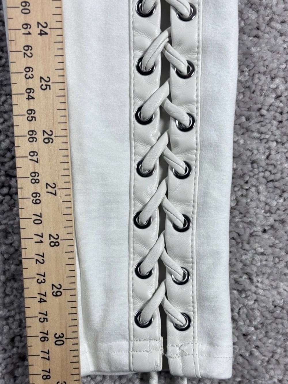 MANIERE DE VOIR White Lace Up Corset Waist Skinny Leggings Pants Womens Size 2 - Picture 11 of 12